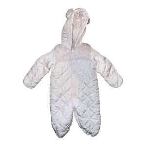 First Impressions Macys Pink Baby Girls Hooded Quilted Snowsuit 6-9 Month EUC
